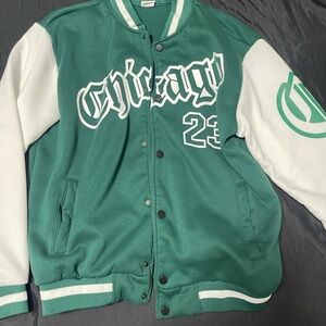 Chicago Green and White Varsity Jacket